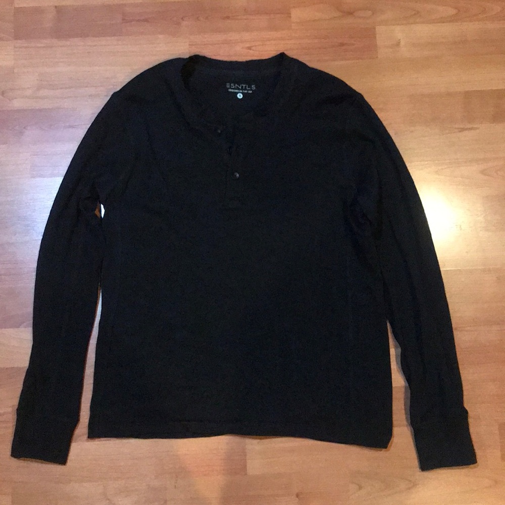 ESNTLS Black Henley Size Small